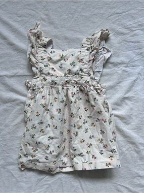 Zara White Floral Ruffled Sundress with Pastel Flowers